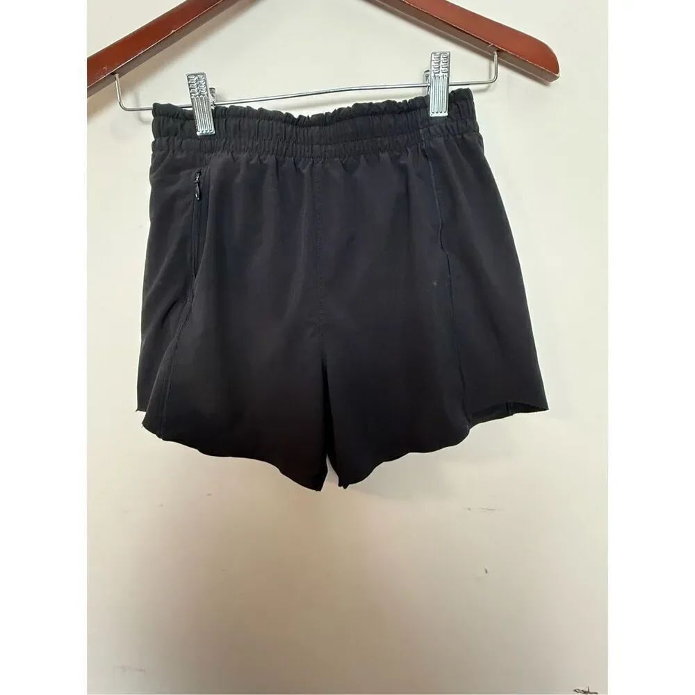 Athleta Girl Heart The Hustle 4” Short Sz L/12 Black Adjustable Waist Athleisur